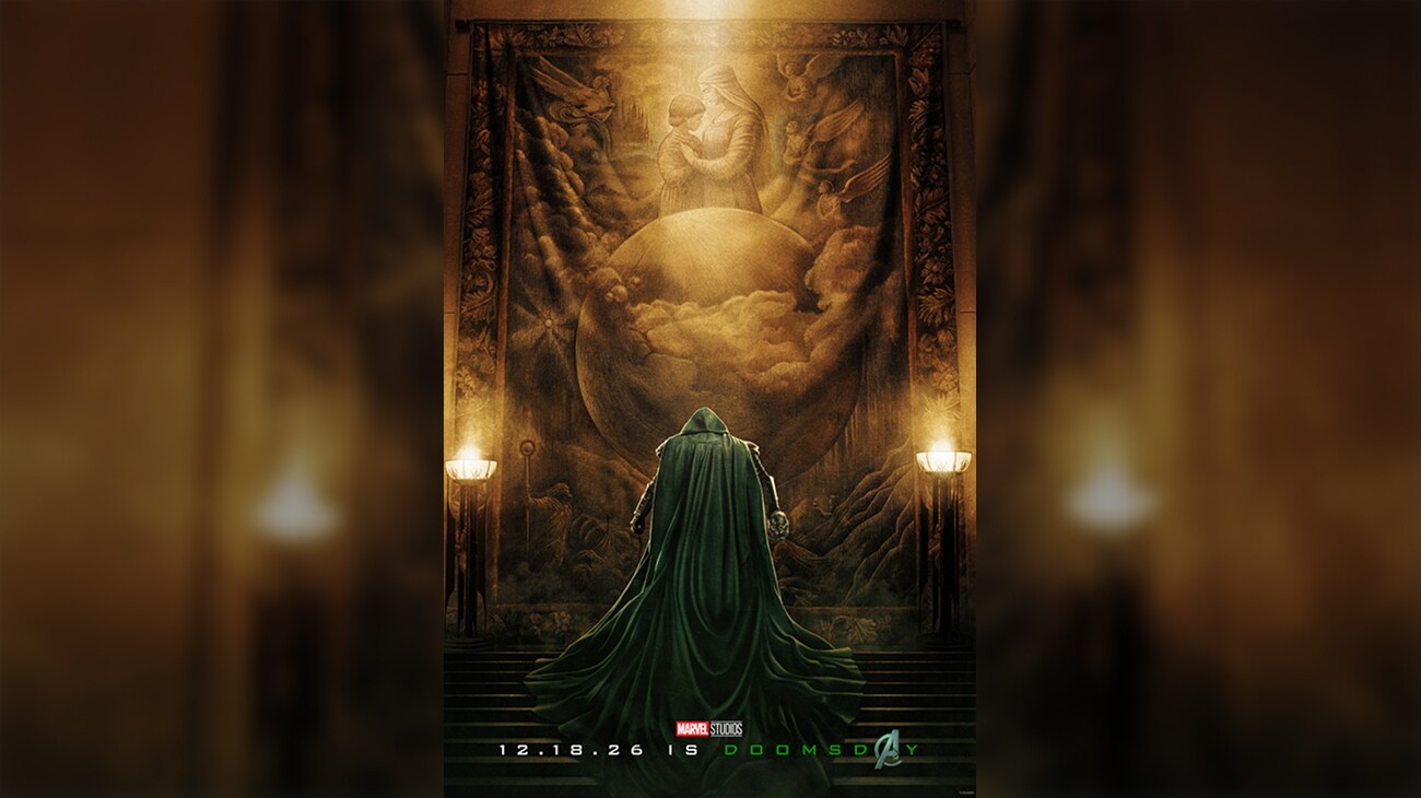 Doctor Doom stands before a monumental mural